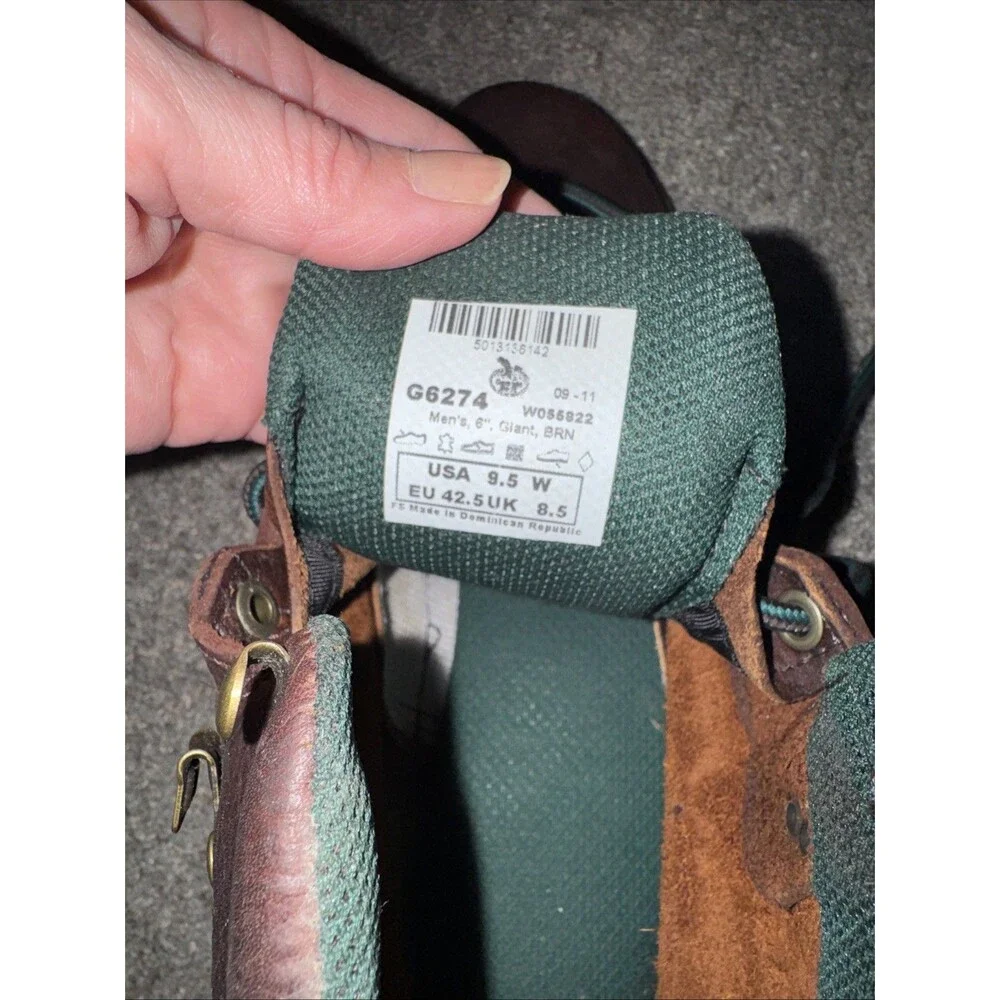 Georgia 6” Giant Work Boot G6274 Size 9.5 Wide Leather Cushion Insole Brown